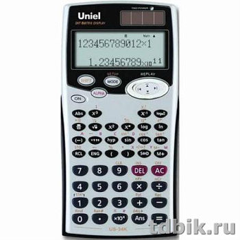 Калькулятор науч. Uniel US-34 (10+2 разр., 2 питания 159*80*19мм) 249 функций, черный