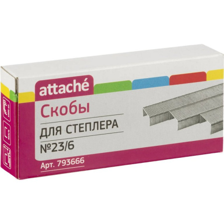 Скобы 23/6 Attache 1000 шт/уп, оцинкованные 30 листов