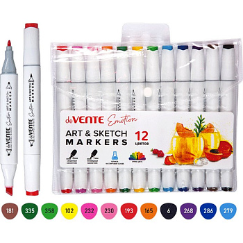 Маркер для скетчинга  12шт/уп deVENTE Emotion двусторонние