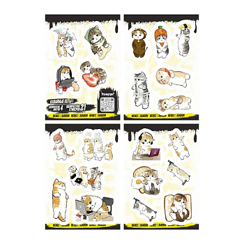 Набор наклеек  4 листа "Кавайные коты №1" (21 шт) Nalepking