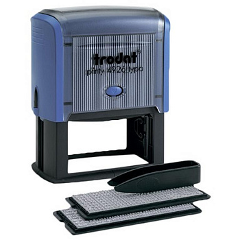 Штамп самонаборный  8 стр 75х38 мм 2 кассы Trodat, корпус синий