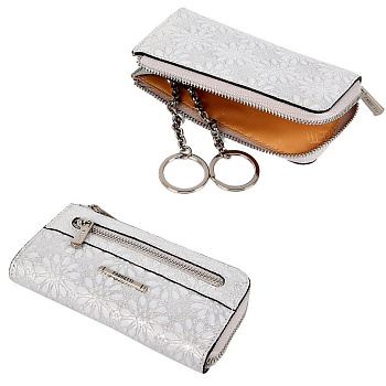 Футляр для ключей FABRETTI нат. кожа, 13,5*8,3*2,5см,  серебряный