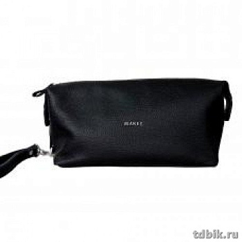 Косметичка Макей 25*12*10см, нат.кожа, черная/синяя