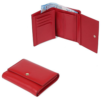 Портмоне FABRETTI женское, нат. кожа, 13*11*3см, красный