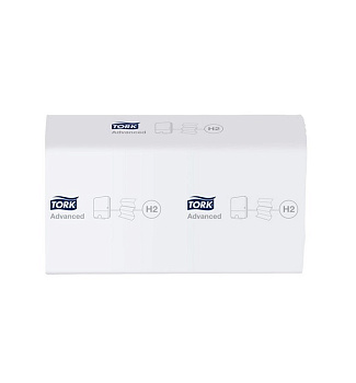 Полотенце бумажное для диспенсера в пачке Tork Advanced (H2) 2сл., белые, 190л, (213*225) Multifold
