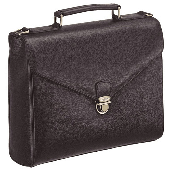 Портфель Dr.Koffer 27*34*12см, нат. кожа, со съемным плечевым ремнем, коричневый