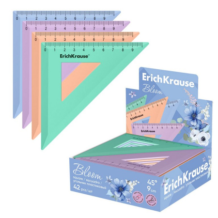 Треугольник пласт. 45 град. 90мм  ErichKrause Pastel Bloom, ассорти
