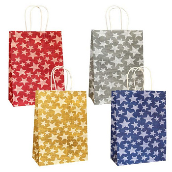 Пакет бумажный 18*25см крафт "Звезды"