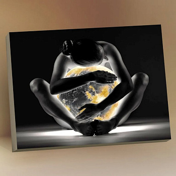 Роспись по номерам (холст) 40*50см с поталью "Объятия ночи" (основа+акрил.+кисти)