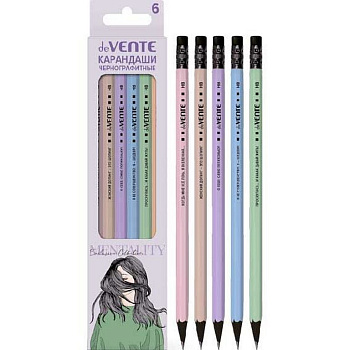 Набор карандашей ч/г  6 шт deVENTE. Mentality (HB) с ластиком