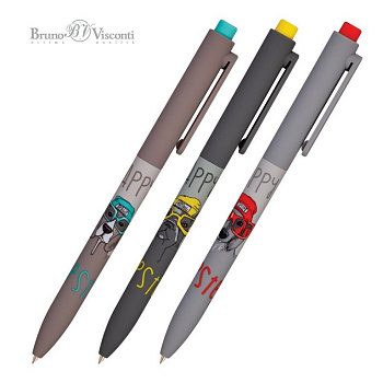 Ручка шариковая авт. с рис. Bruno Visconti FunClick "Псы на стиле"  0,7мм синяя (ст.116мм, лин.0,5)