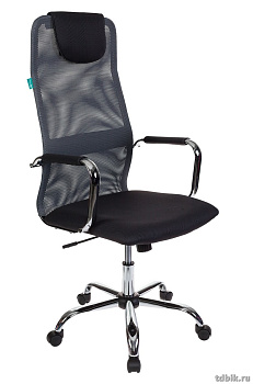 Кресло руководителя Бюрократ KB-9N/DG/TW-12  (ткань сетка крестовина хром, цв. темн.серый)