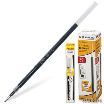 Стержень гелевый 130мм Brauberg черный 0,5мм (линия 0,35мм) игольчатый