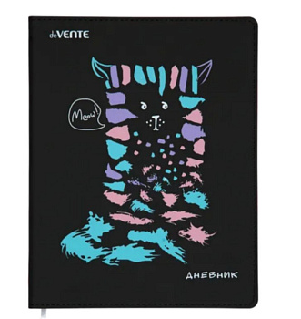 Дневник школьный мягкая обложка, кожзам, шелкография "Pastel Cat"