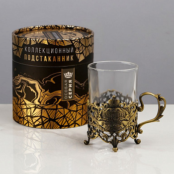 Подстаканник "Лучший из лучших" со стеклянным стаканом 180мл