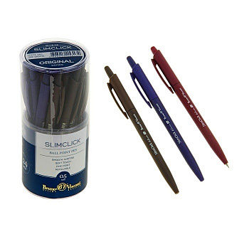 Ручка шариковая авт. Bruno Visconti SlimClick "ORIGINAL" антиск. 0,5мм синяя (ст.109мм, лин.0,3)