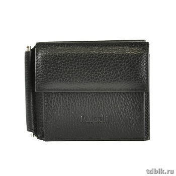 Зажим для денег D.Morelli "Texas" с монетником, нат.кожа, черный