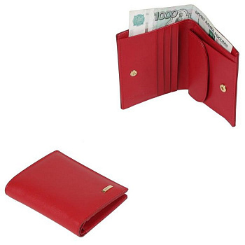 Портмоне FABRETTI женское, нат. кожа, 11*10*3см, красный