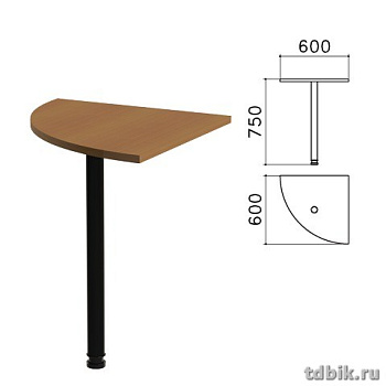 Стол приставной угловой "Канц" 600*600*750мм, цвет орех
