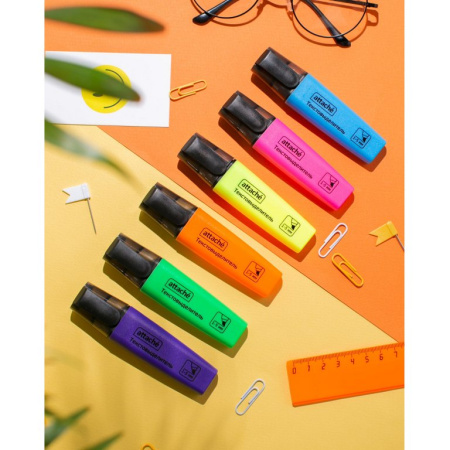 Набор текст-маркеров  5 шт Attache Colored 1-5 мм (желт, розов, зелен, оранж, голуб)