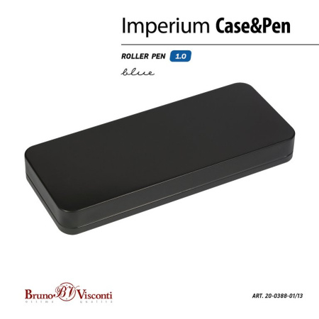 Ручка-роллер BV Imperium в футляре (металл) синяя 0,7мм, корпус черный/золотой