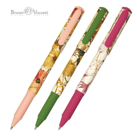 Ручка шариковая Bruno Visconti "Flora. Bright flowers" в футляре (картон), корпус ассорти