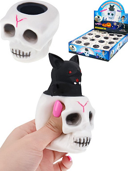 Мялка "Пугающий череп" 6х6 см, ассорти