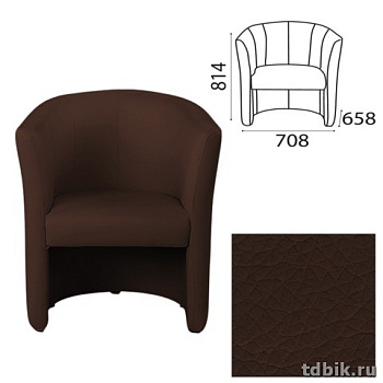 Кресло "Club" ШГВ (70,8*65,8*81,4 см) с подлокотниками, кож.зам, темно-коричневое