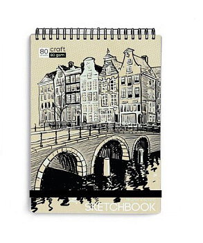 Скетчбук 147*210 мм, 60л. гребень "SKETCHBOOK" КРАФТ 80 гр. (4 ВИДА)