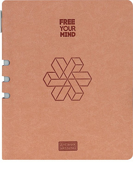 Дневник школьный Prof-Press твердая обл, кожзам, шар.ручка в комп "ГЕОМЕТРИЯ ИЛЛЮЗИЙ.Персиковый" 48л