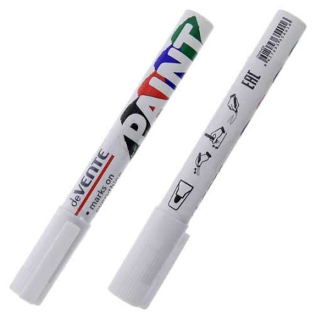Маркер-краска лаковый  2,8мм deVENTE белый (нитро-основа, мет.корпус)