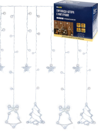 Гирлянда комнатная Бахрома "Елочки" 2,5*1м, 92 холодных ламп, 8 реж, прозрачный провод