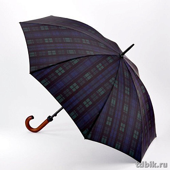 Зонт мужской трость Fulton Blackwatch "Черная клетка"  диаметр купола 117см