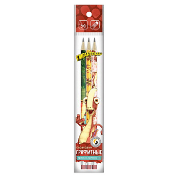 Набор карандашей ч/г  3 шт Воскресенская к/ф "Гигантозавр" Рокки" (HB)  с ластиком