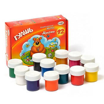 Гуашь 12 цв. по 20 мл ГАММА "Мультики"