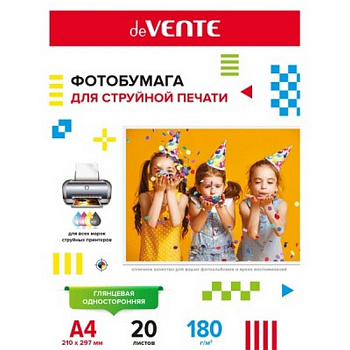 Фотобумага deVENTE А4 180г, 20 л/уп. глянец, односторонняя