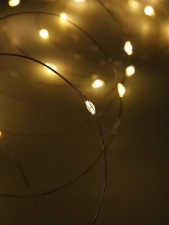 Гирлянда комнатная Нить  "Роса" .20м, 200 теплых ламп, 8 реж., от USB 5V, пульт