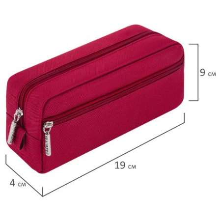Пенал  универсальный  BRAUBERG "Basic" 19х9х4 см (полиэстер), ассорти