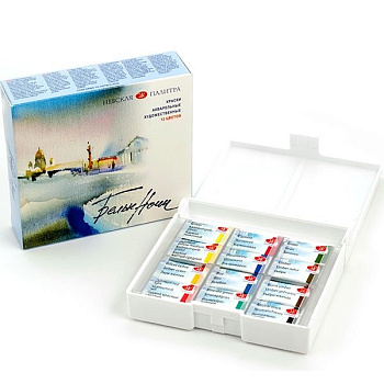 Краски акварельные художественные 12 цв. Невская палитра "Белые ночи" в кюветах по 2,5 мл