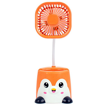 Вентилятор настольный USB 3 в 1, оранжевый, 22,5х9 см.