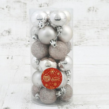 Набор шаров  цвет золото  40 мм 24 шт "Классика" (ассорти)