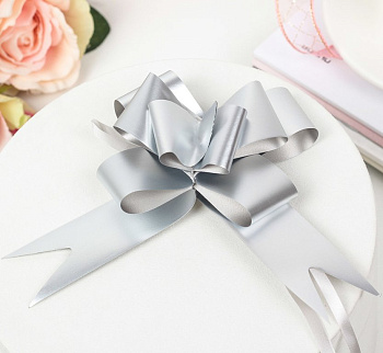 Бант Бабочка 30мм серебряный (голография)