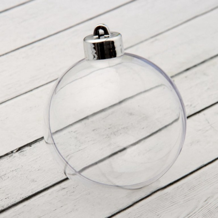 Елочный шар-заготовка  80 мм, цвет прозрачный, раздельные части
