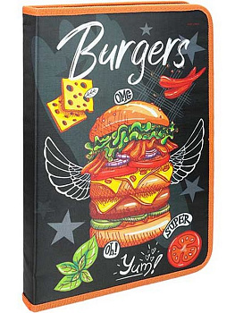 Папка для труда (А4+) "БУРГЕР МЕЧТЫ " на молнии по кругу, откид. планка Prof-Press