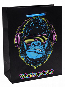Пакет бумажный 18*23см матовый "Модная обезьяна"