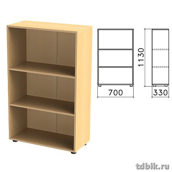 Шкаф для бумаг "Канц" открытый (700*330*1130 мм), цвет бук