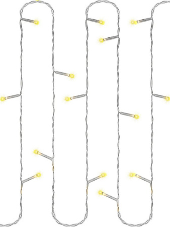 Гирлянда комнатная Нить 25м, 250 теплых ламп, 8 режимов, прозрачный провод 220Вт