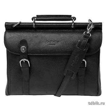 Портфель Dr.Koffer 27*34*7см, нат. кожа, со съемным плечевым ремнем, черный