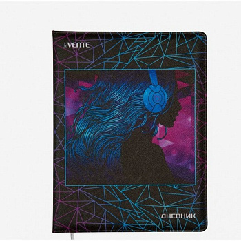 Дневник школьный твердая обложка с поролоном, кожзам "Red Label. DJ Girl" антивандальная кожа