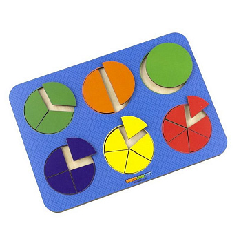 Игра обучающая  Дроби "6 кругов, ур.2" (дерево) WOODLENDTOYS